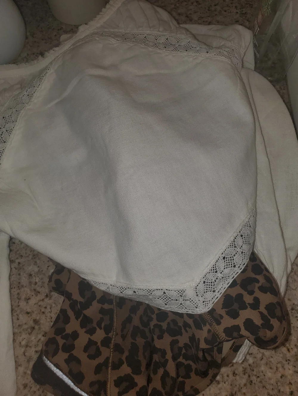 Free People Ivory Lace-Trim Puff Sleeve Crop Top